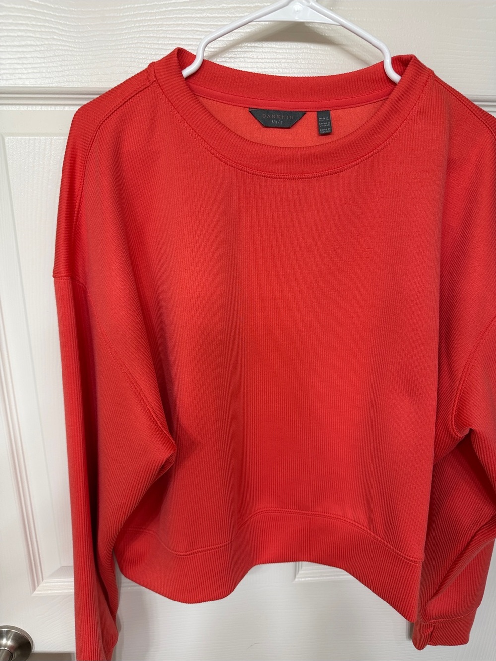 Danskin Bright Coral Ribbed Crewneck Sweatshirt